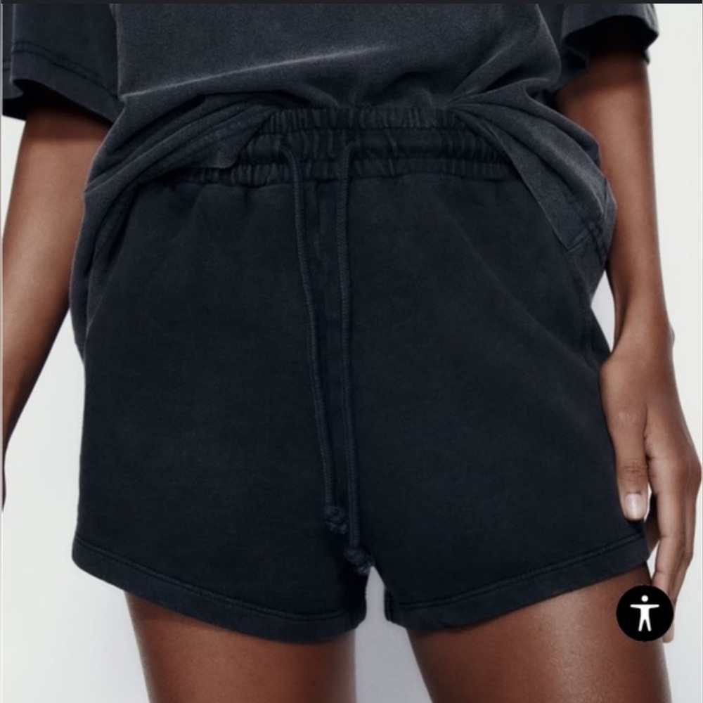 Zara black tie shorts